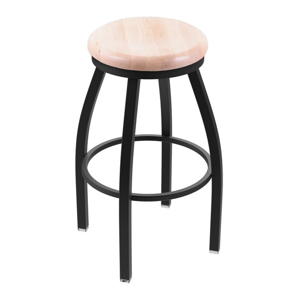 25" Swivel Counter Stool, Black Wrinkle, Nat Maple Seat